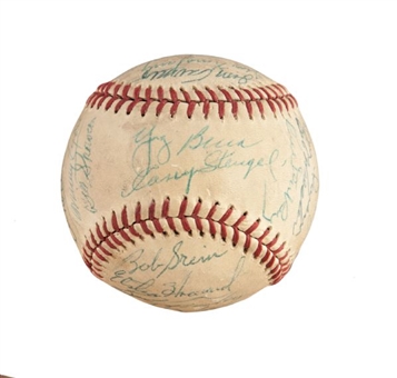 1955 New York Yankees American League Champion Team Signed Baseball w/ Mantle, Howard, Berra, Dickey & Stengel